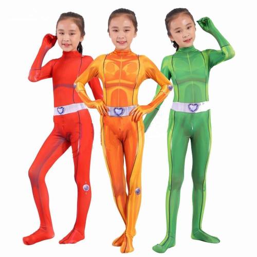 Kids Girls Totally Spies Cosplay Costume Zentai Suit Bodysuit Jumpsuit