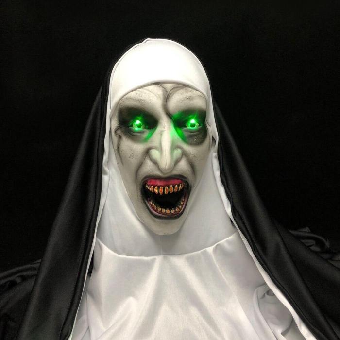 Horror The Nun Led Mask With Headscarf Cosplay Halloween Party Props