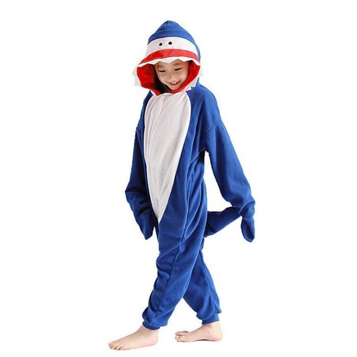Blue Shark Costume For Kids One Piece Pajamas For Girls