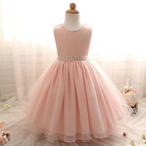 New Baby Little Girls Dresses Princess Pearl Formal Graduation Wedding Party