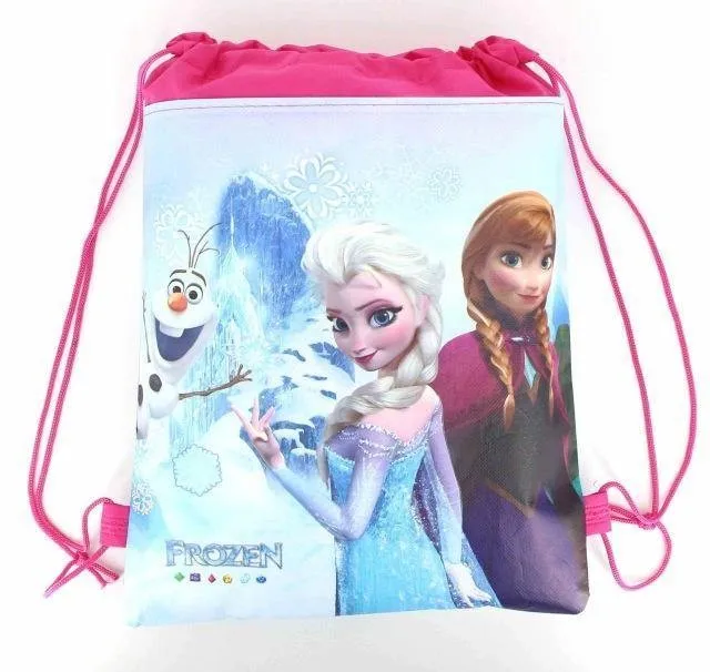 1Pcs/Lot  Frozen Party Bag Fabric Backpack Elsa Frozen Child Travel School Bag Decoration Drawstring Gift Bag