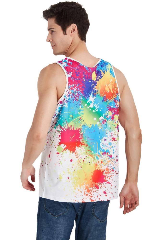 Mens Tank Tops 3D Printing Colorful Paint Printed Vest