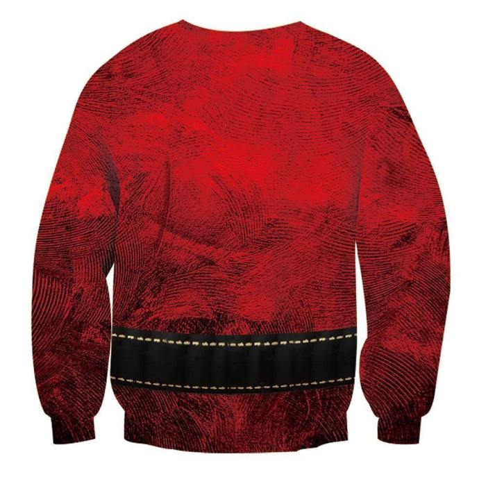 Mens Pullover Sweatshirt 3D Printing Christmas Santa Pattern