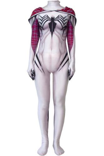 Spider-Gwen Gwen Stacy Body Suit Jumpsuit Cosplay Female Spider-Man Outfit White