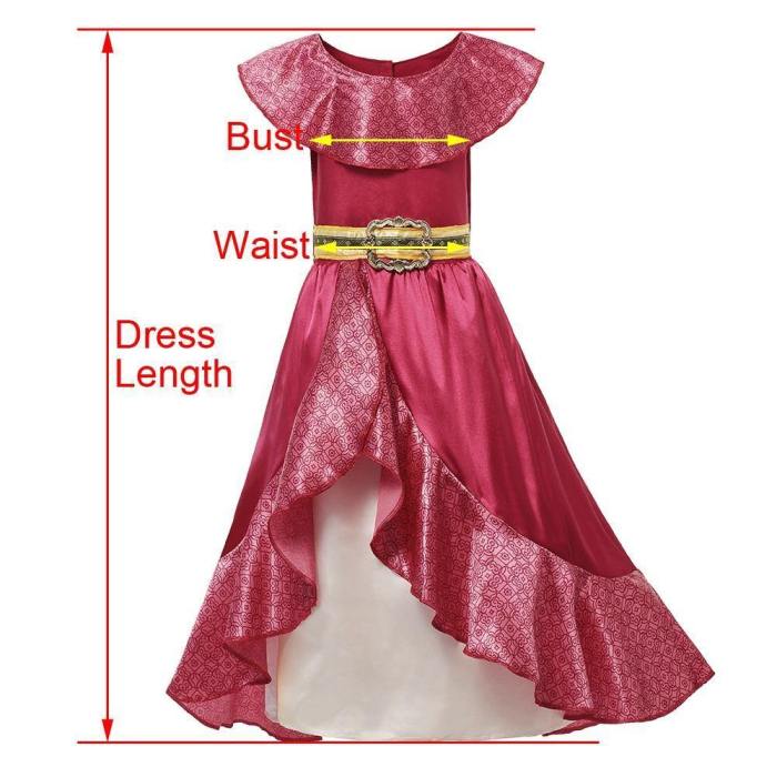Girl Classic Princess Red Cosplay Elena Of Avalor Adventure Halloween Ball Gown Outfits