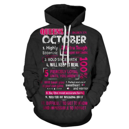 Girls Born In October Personality 3D - Sweatshirt, Hoodie, Pullover