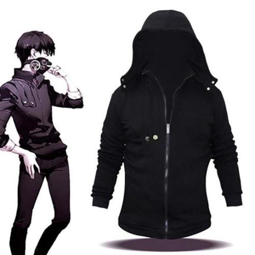 Tokyo Ghoul Cosplay Costume Ken Kaneki Outfit Jacket Attire Hoodie Hooded Black Sweatshirt
