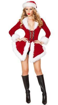 Christmas Party Style Ladies Santa Costume Women Fancy Parts Dress Cosplay Suit Sexy Red Dress Z30