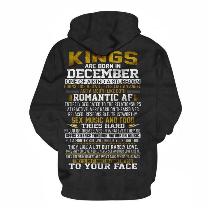 Kings Are Born In December 3D - Sweatshirt, Hoodie, Pullover