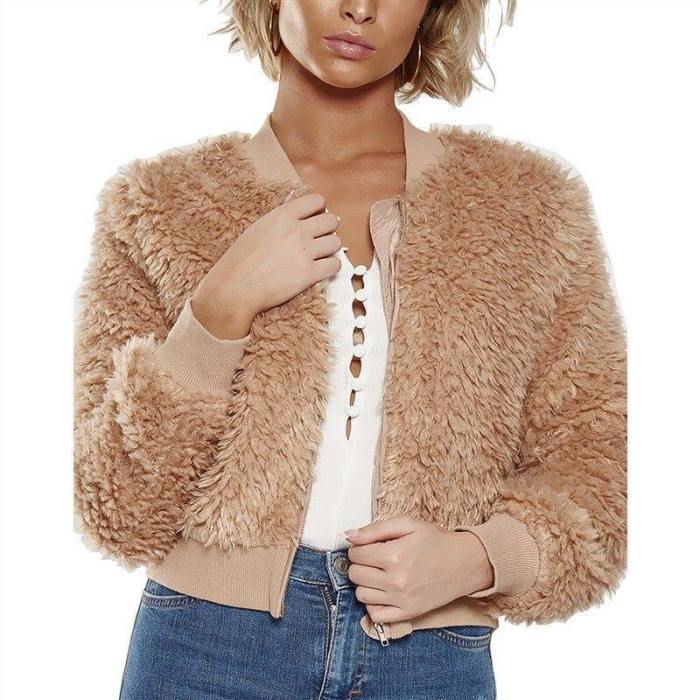 Womens Warm Teddy Bear Fleece Tops Zip Up Jacket Oversized Outdoor Coats