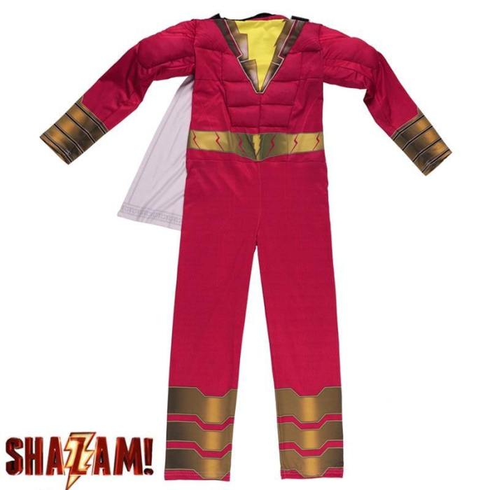 Kids Superhero Shazam Muscle Cosplay Jumpsuit Halloween Costumes