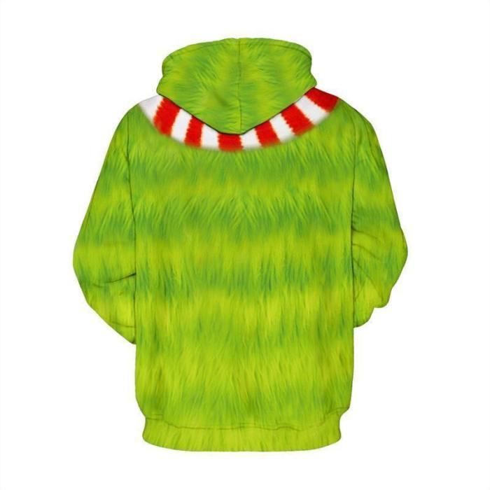 Mens Hoodies 3D Graphic Printed Ugly Christmas Scarf Decoration Green Pullover