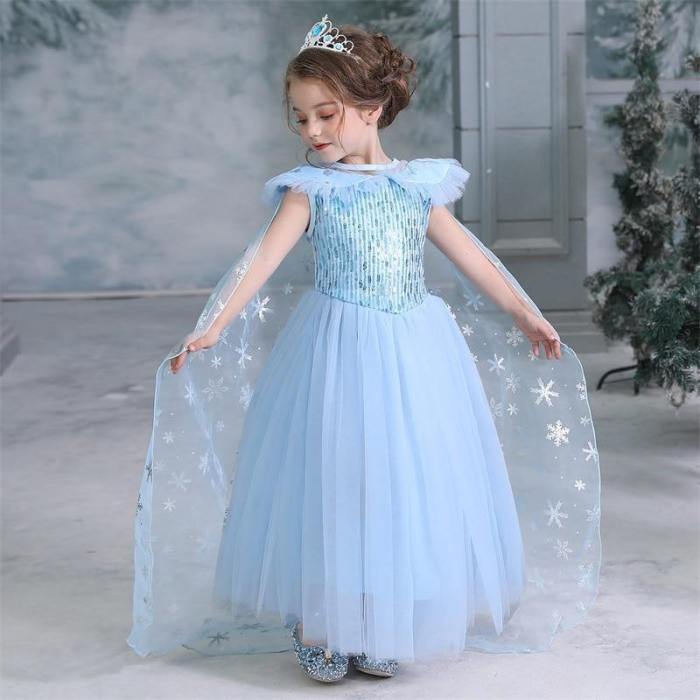 Kids Frozen 2 Princess Elsa Dress Halloween Cosplay Costume Clothes
