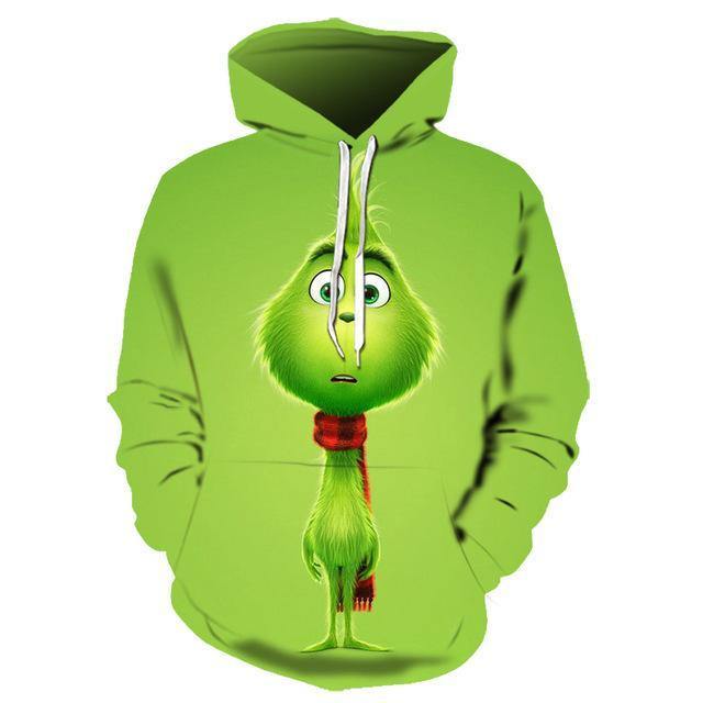 Grinch 3D Hoodie Grinch Sweatshirt Animated Christmas Gift Green Character Grinch Hoodie
