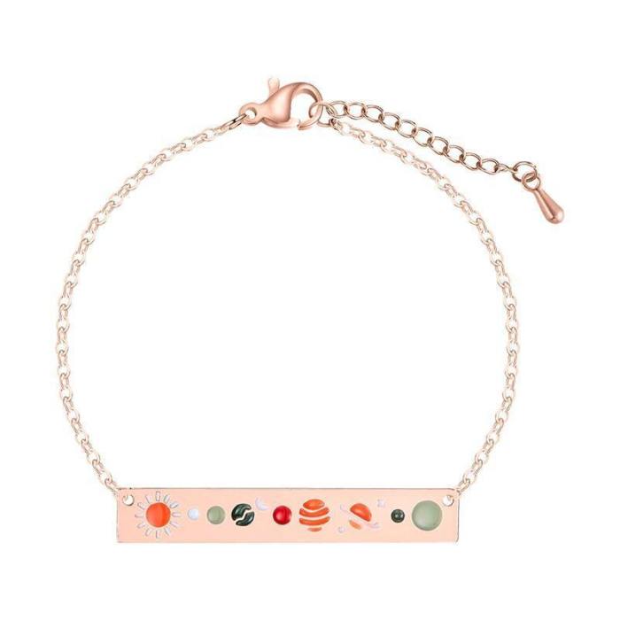 Dainty Solar System Bar Necklace And Bracelet