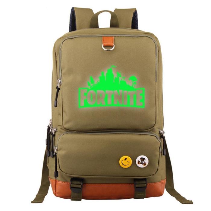 Game Fortnite 17  Canvas Student Backpack - Green Luminous Csso099