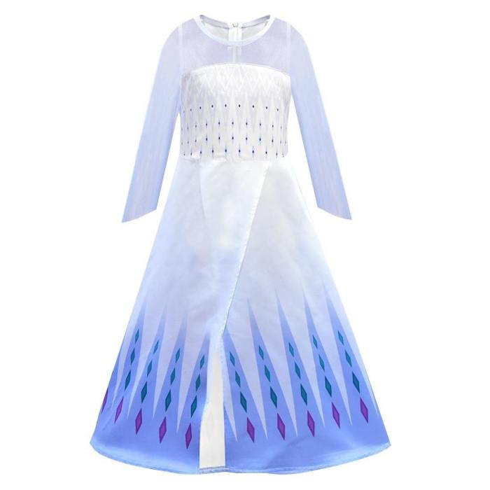 Frozen 2 Girls Elsa Princess Long Sleeve Cosplay Costume Dresses With Cape For Party Holidays