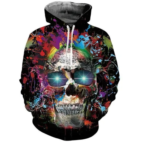 Mens Hoodies 3D Printing Skull Printed Winter Hoodies Tracksuits