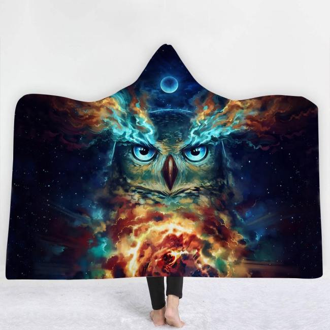 Limited Design: Wise And Spiritual Night Owl Hooded Blanket