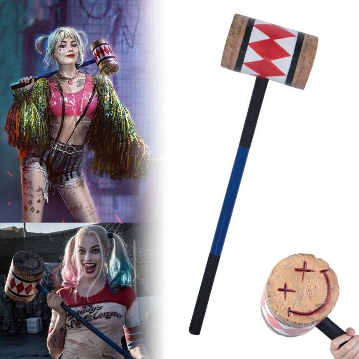 Birds Of Prey Cosplay Harley Quinn Mallet Hammer Smile Face Suicide Squad Bat Halloween Props