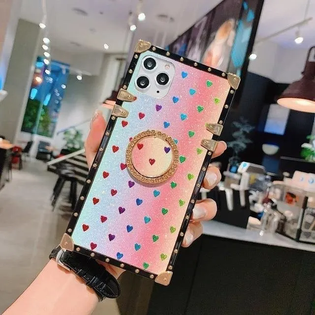 Luxury Bee Glitter Hearts Phone Case