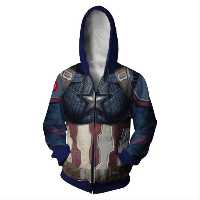 Adult Endgame Captain America Hoodie Halloween Cosplay Costume Hooded Sweatshirts