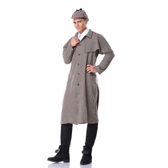 Sherlock Holmes Costume Coat Hat Detective World Book Day Fancy Dress Men Child Boy Costume Parent-Child Prop Character Unisex Halloween Cosplay Costume