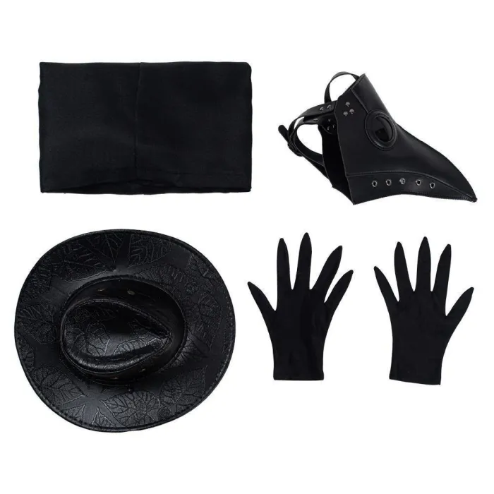 Plague Doctor Bird Beak Mask Steampunk Long Robe Outfit Halloween Cosplay Costume