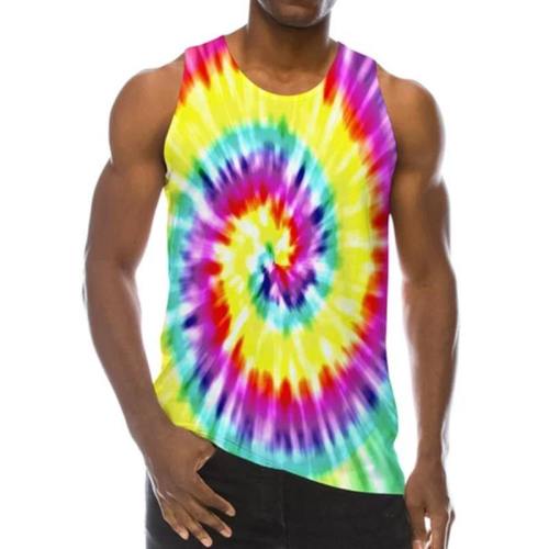 Mens Tank Tops 3D Printing Painting Colorful Pattern Vest