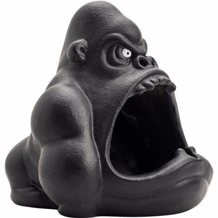 Windproof Ceramic Cartoon Gorilla Ashtray For Cigarettes