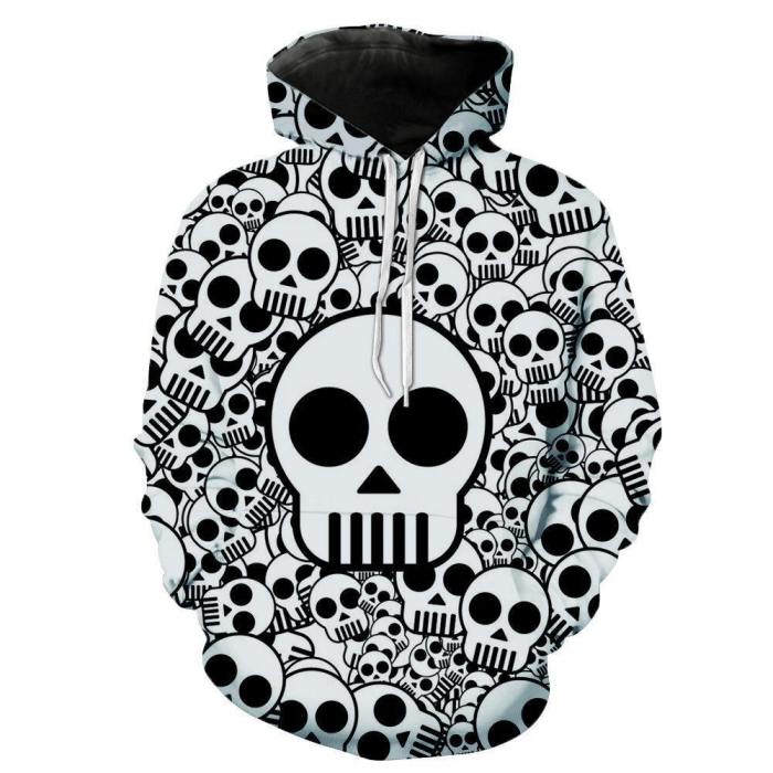 Halloween 3D Digital Print Long Sleeved Hooded Sweater