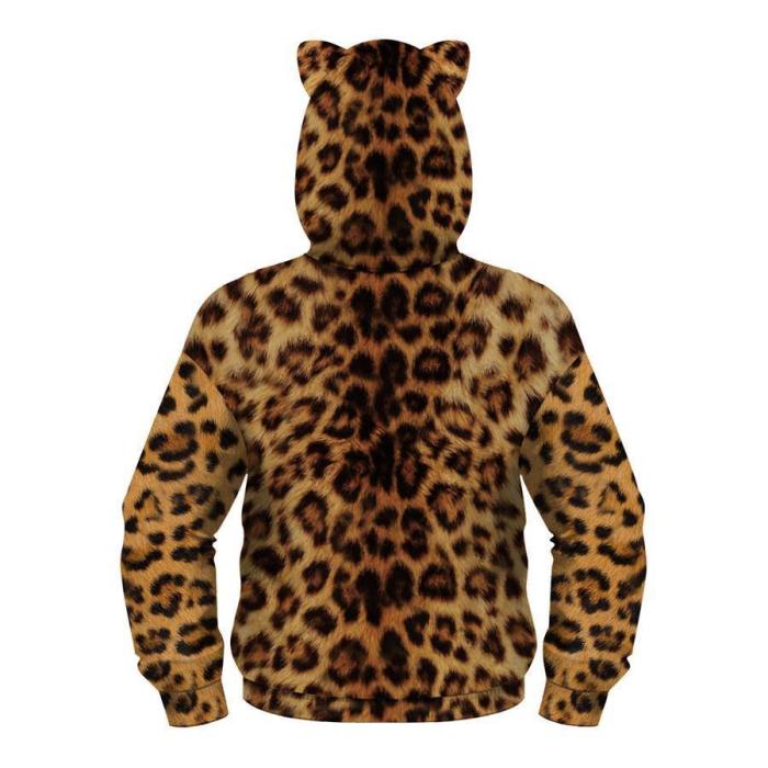 Teens Cute Bear Ear Hoodie 3D Printed Sweatshirt