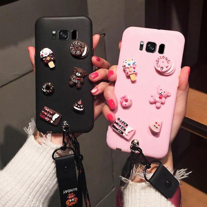 Cute 3D Bear Candy Diy Samsung Phone Case With Wristlet