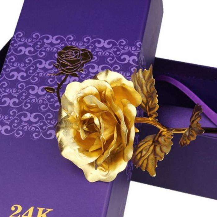 24K Gold Plated Foil Rose - With Box