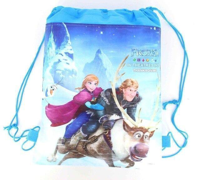 1Pcs/Lot  Frozen Party Bag Fabric Backpack Elsa Frozen Child Travel School Bag Decoration Drawstring Gift Bag