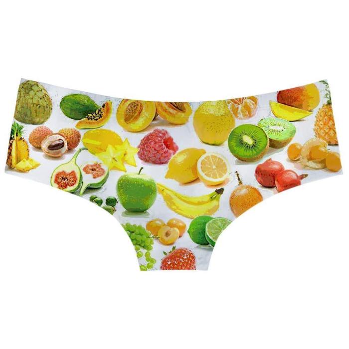 Womens Fruits Lemon Pineapple Underwears Panty Beathable Moisture Wicking Lingerie Briefs