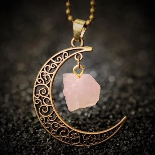 Vintage Moon Necklace Irregular Natural Stone