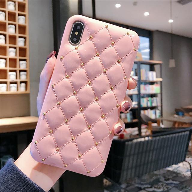 Luxury Quilted And Bejewelled Leather Bling Phone Case