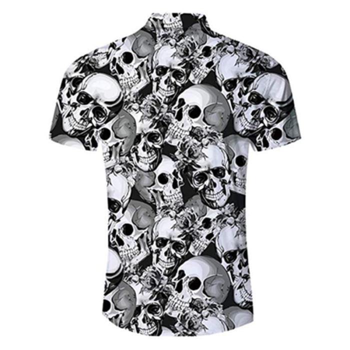 Men'S Hawaiian Shirt Skull Printing