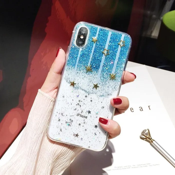 Glitter Falling Stars Soft Silicone Phone Case