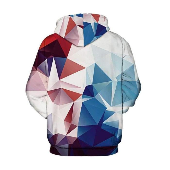 3D Print Hoodie - Light Colorful  Rhombus Pattern Pullover Hoodie