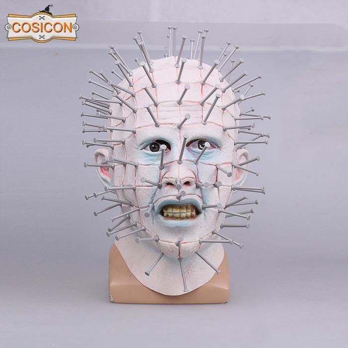 Horror Movie Hellraiser Pinhead Latex Mask Halloween Cosplay Prop