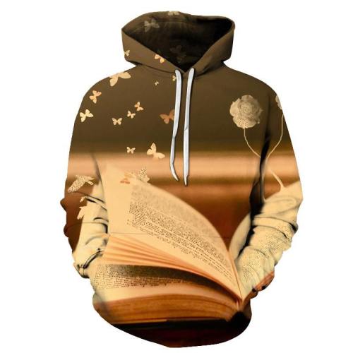 Butterfly & Book 3D - Sweatshirt, Hoodie, Pullover