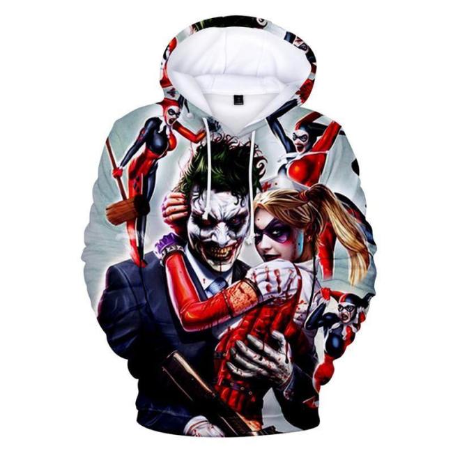 Joker Haha Print Drawstring Hoodie