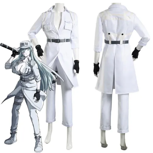 Cells At Work! Code Black/Hataraku Saibou Black -Hakkekkyuu/White Blood Cell Coat Pants Outfits Halloween Carnival Suit Cosplay Costume