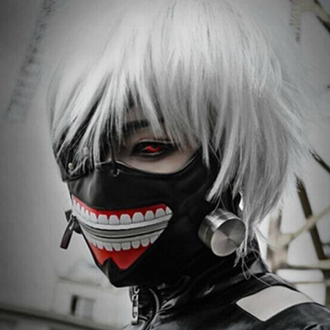 Tokyo Ghoul Kaneki Ken Adjustable Zipper Faux Leather Mask Cosplay