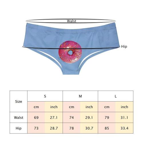 Womens Blue Pink Doughnut Underwears Panty Beathable Moisture Wicking Lingerie Briefs