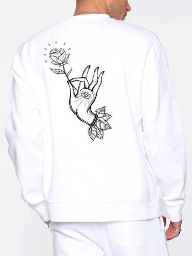 Hand Holding Rose Pullover Sweatshirt Tops