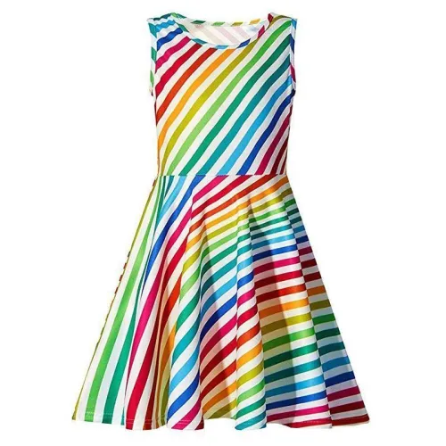 Girls Rainbow Striped Maxi Dress