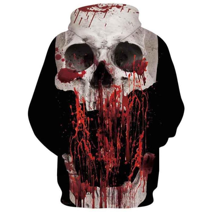 Mens Hoodies 3D Printed Blood Skull Printing Hoodies